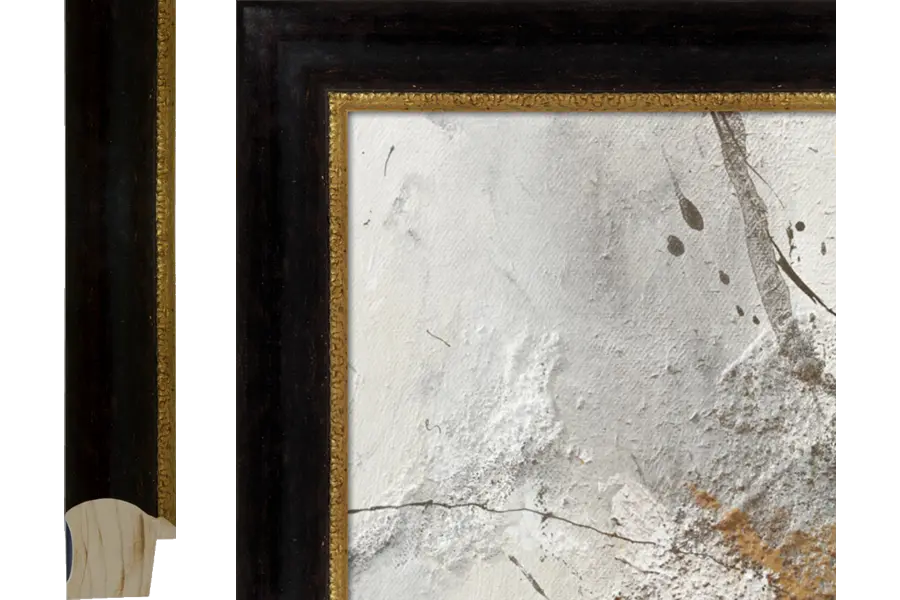 Schilderijlijst Hermitage Bol zwart-goud 44mm