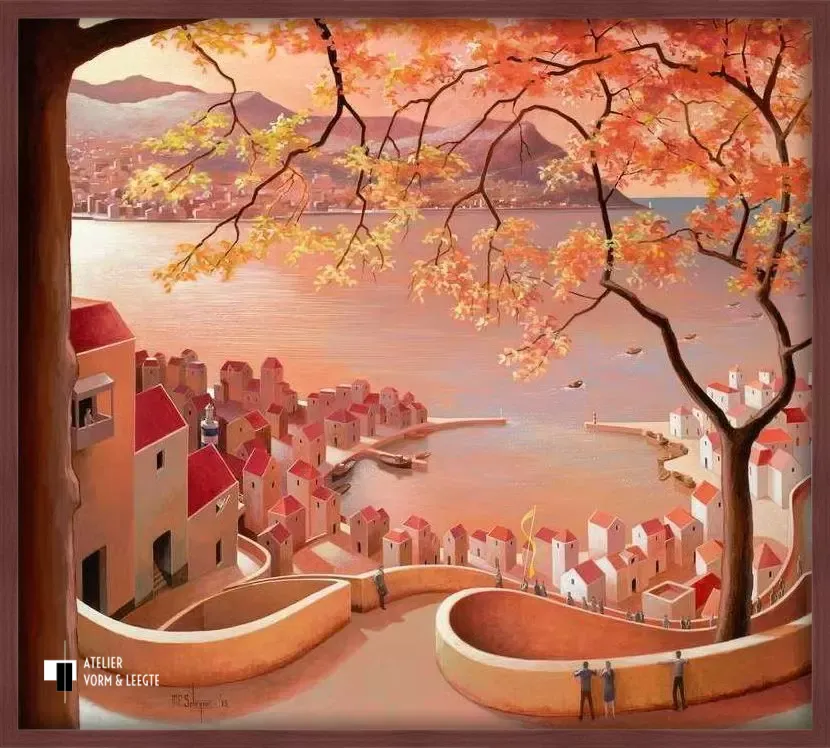 Tussen twee werelden - Michiel Schrijver - in sierlijst Landscape wijnrood 20mm