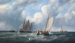 Zeilschepen voor haveningang - Peter Sterkenburg