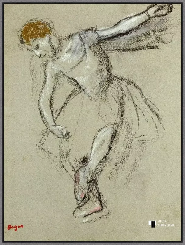 Danseres in profiel - Edgar Degas - in baklijst Atelier zwart-zilver
