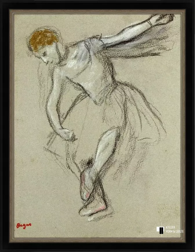 Danseres in profiel - Edgar Degas - in sierlijst Luxor zwart-zilver