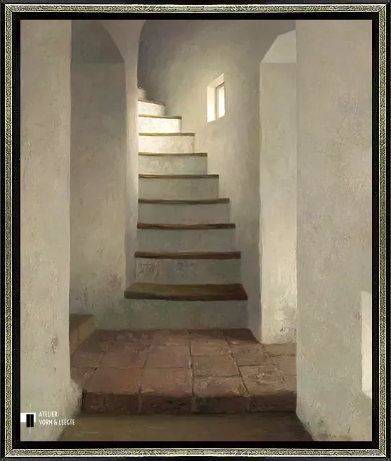 Muurtrap in kasteel Ammersoyen - Henk Helmantel - in baklijst Curved zwart-zilver 18mm
