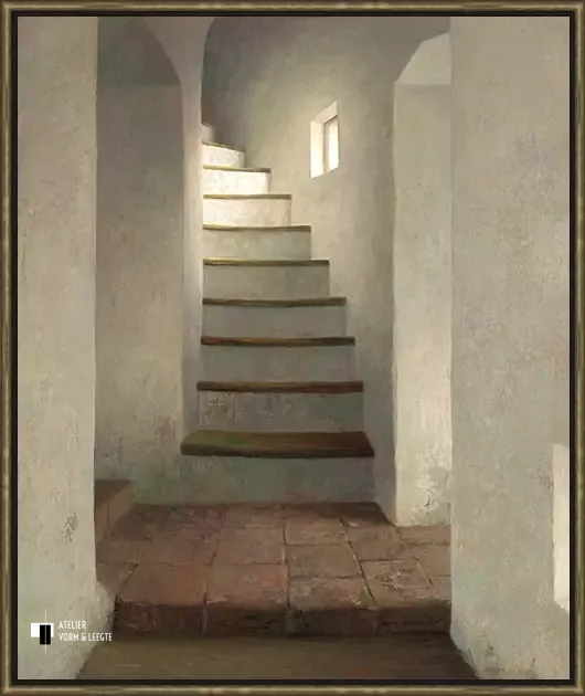Muurtrap in kasteel Ammersoyen - Henk Helmantel - in baklijst Misto zwart-mahonie-goud 10mm