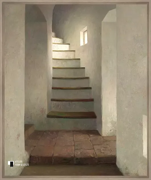 Muurtrap in kasteel Ammersoyen - Henk Helmantel - in baklijst Veneer lichtbruin 5mm