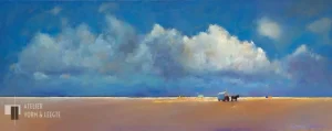 Strand bij paal 7 - Dinie Boogaart - giclee op canvas