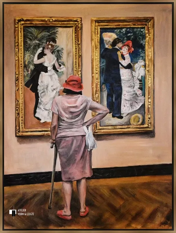 Watching Renoir Dancers - Escha van den Bogerd - in baklijst Bazo Luxe zwart-goud 8mm