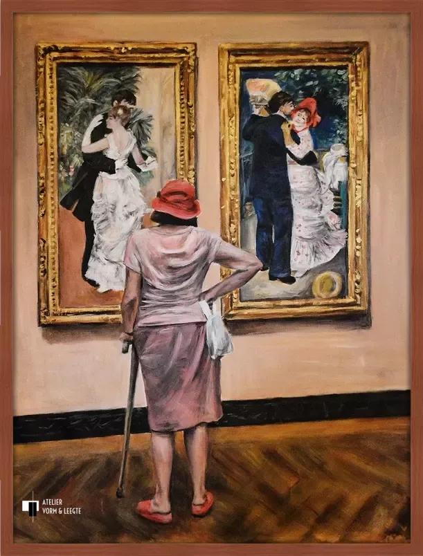 Watching Renoir Dancers - Escha van den Bogerd - in sierlijst Landcape rood 21mm