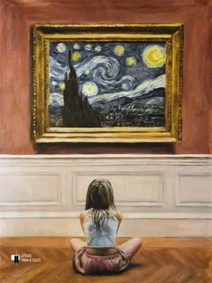 Watching van Gogh Starry Night I - Escha van den Bogerd - artwerk op canvas