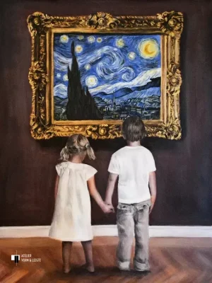 Watching van Gogh Starry Night II - Escha van den Bogerd - artwerk op canvas