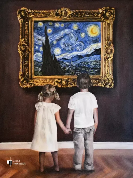 Watching van Gogh Starry Night II - Escha van den Bogerd - artwerk op canvas