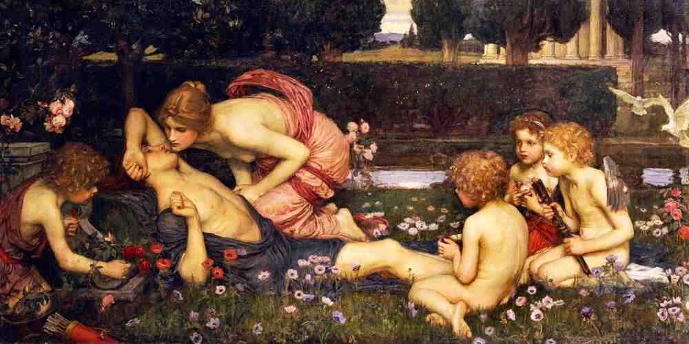 Ontwaking van Adonis - John William Waterhouse - gicleekunst