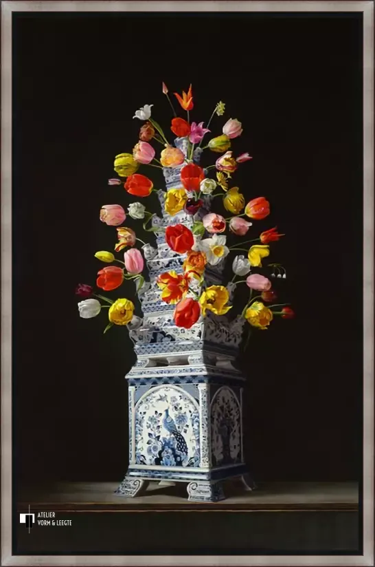 Tulpenvaas - Roman Reisinger - in baklijst Majory zwart-zilver-rood 24 mm