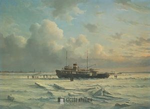 Veerboot MS Vlieland in 't ijs - Peter Sterkenburg - gicleekunst