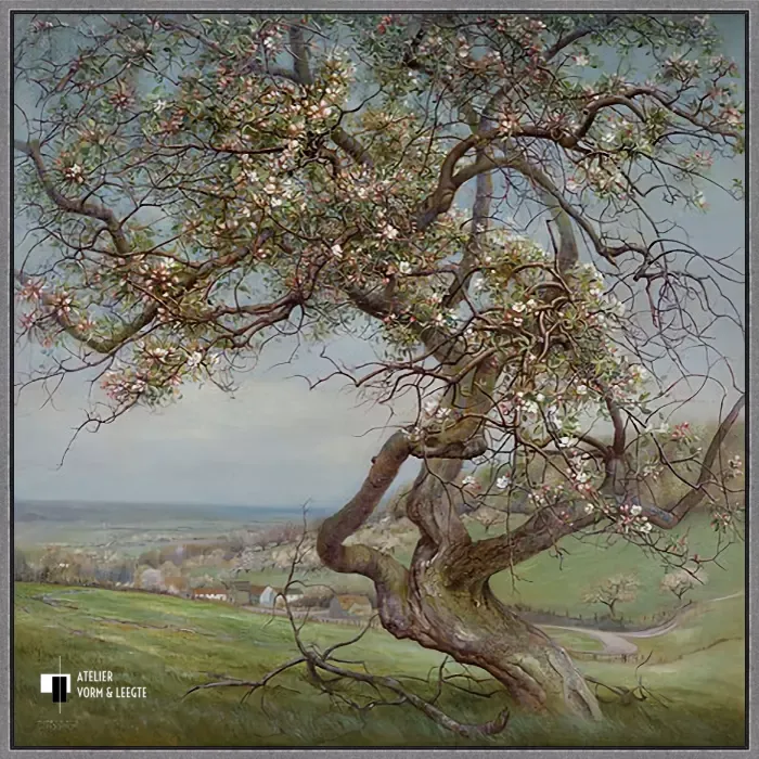Bloeiende appelboom - Patrick Creyghton - in baklijst Atelier zwart-zilver 10mm