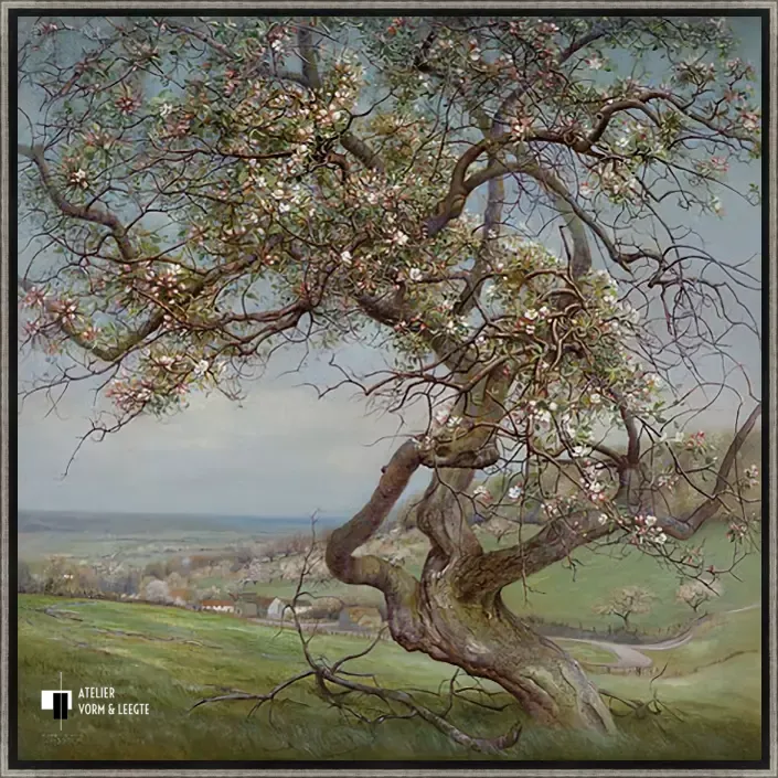 Bloeiende appelboom - Patrick Creyghton - in baklijst Shape smal zwart zilver 8mm