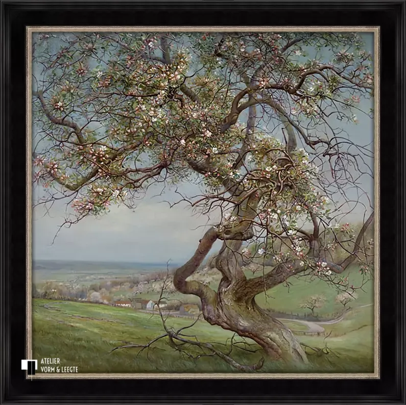 Bloeiende appelboom - Patrick Creyghton - in sierlijst Chateau zwart-zilver 72mm