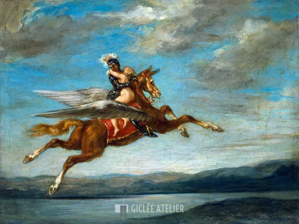 Roger en Angelique - Eugene Delacroix - gicleekunst