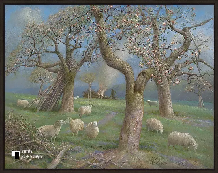Schapen in de boomgaard - Patrick Creyghton - in baklijst Atelier zwart 10mm