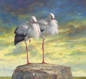 Twee ooievaars - Erik van Ommen - gicleekunst