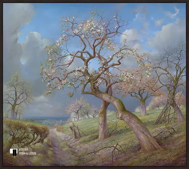 Bloeiende appelbomen Maasvallei - Patrick Creyghton - in baklijst Atelier zwart 10mm