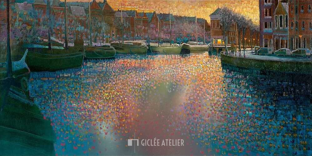 Hoge en lage der Aa in de winter - Ton Dubbeldam - gicleekunst