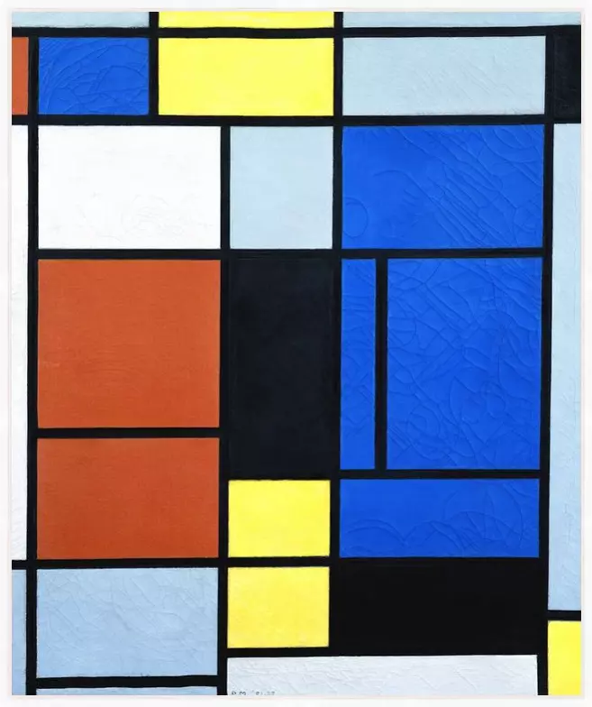 Tableau No 1 - Piet Mondriaan - in baklijst Atelier wit 10mm