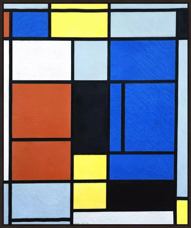 Tableau No 1 - Piet Mondriaan - in baklijst Atelier zwart 10mm