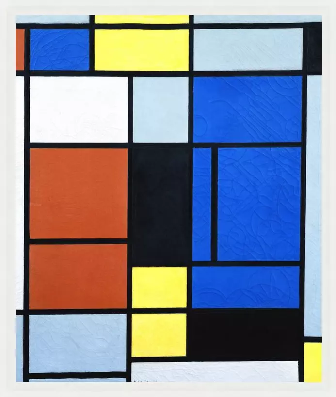 Tableau No 1 - Piet Mondriaan - in baklijst Impact wit 16mm met extra tussenruimte