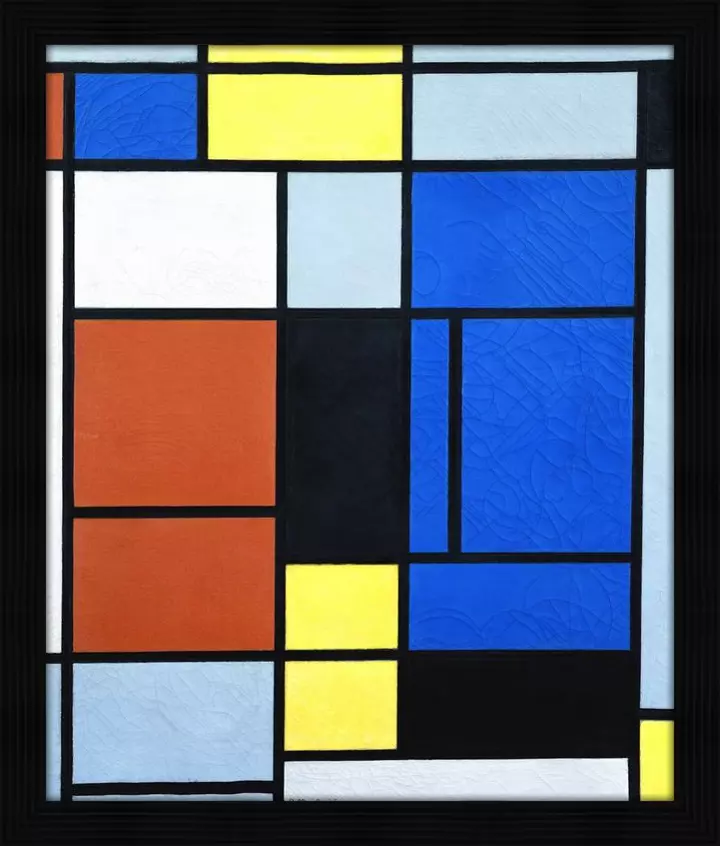 Tableau No 1 - Piet Mondriaan - in sierlijst Deco zwart 53mm