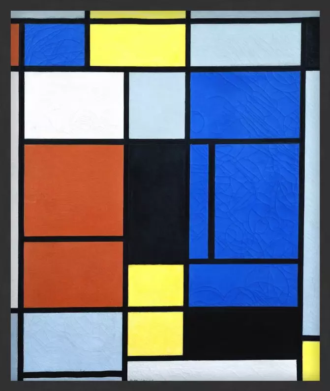 Tableau No 1 - Piet Mondriaan - in sierlijst Wash Black 24mm