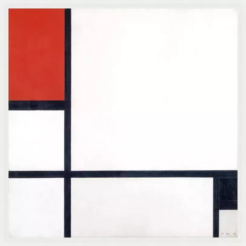 1929 Compositie - Piet Mondriaan - in baklijst Impact wit 16mm extra ruimte