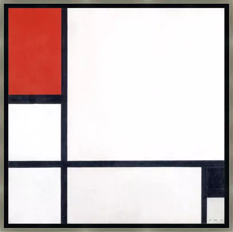 1929 Compositie - Piet Mondriaan - in baklijst Impact zwart-zilver 16mm extra ruimte