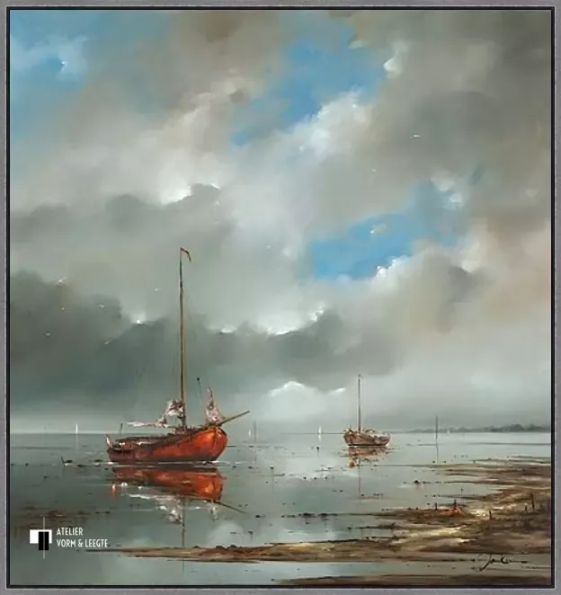 Wad, het laatste licht - Jan Kooistra - in baklijst Atelier zwart-zilver 10mm