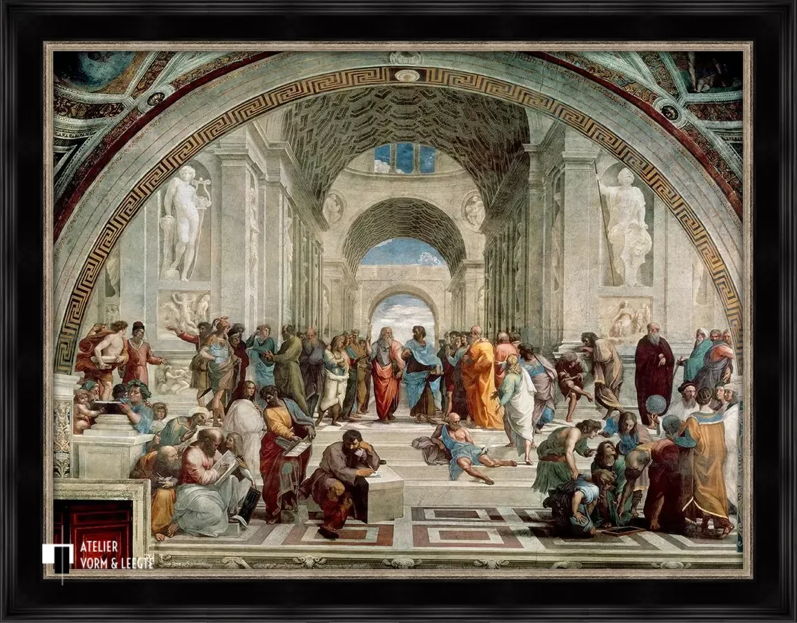 De school van Athene - Raphael - voorbeeld in sierlijst Chateau zwart-zilver 72mm