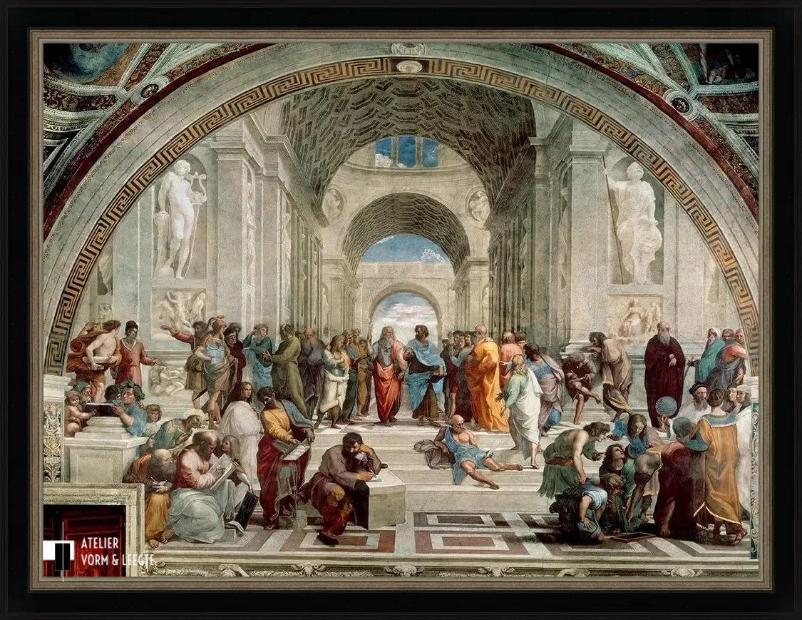 De school van Athene - Raphael - voorbeeld in sierlijst Luxor zwart-zilver 56mm