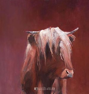 Schotse hooglander in rood - Hiske Wiersma - gicleekunst