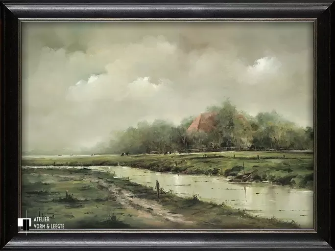 Lakenvelders - Jan Kooistra - in sierlijst Brussel zwart-zilver 50mm