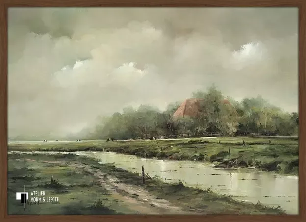 Lakenvelders - Jan Kooistra - in sierlijst Misto walnoot 15mm