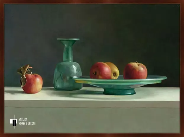 Romeins glas met appels - Henk Helmantel - in sierlijst Molino donkerbruin 15mm