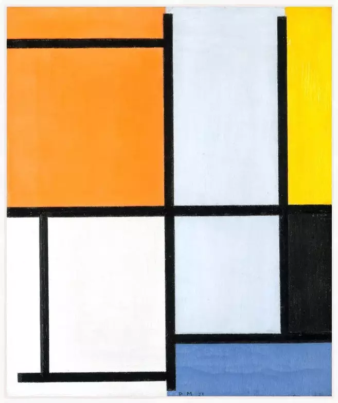 1921 compositie - Piet Mondriaan - in baklijst Atelier wit 10mm