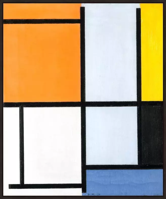 1921 compositie - Piet Mondriaan - in baklijst Atelier zwart 10mm