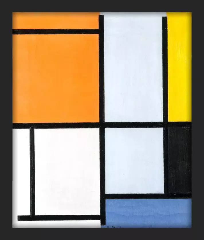 1921 compositie - Piet Mondriaan - in sierlijst Basic Black 48mm