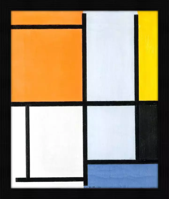1921 compositie - Piet Mondriaan - in sierlijst Deco zwart 53mm