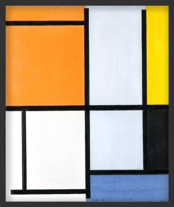 1921 compositie - Piet Mondriaan - in sierlijst Wash Black 24mm