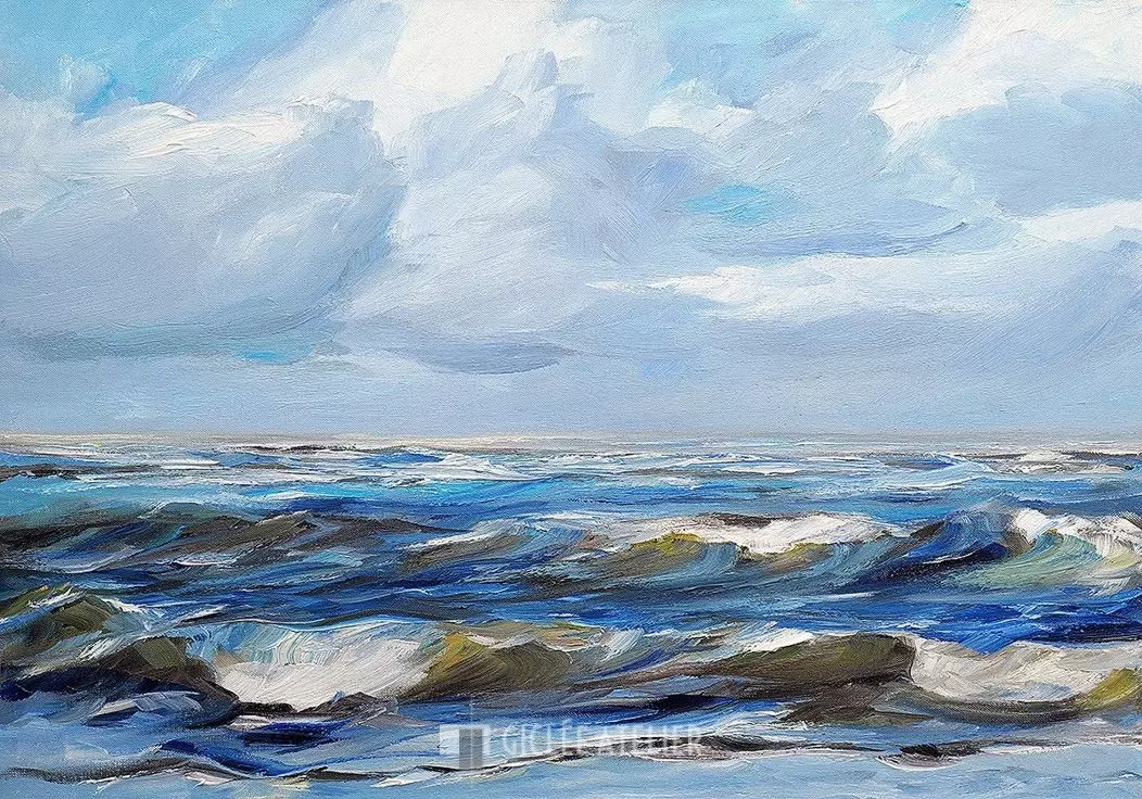 Golven in het ochtendlicht - Werner Maier - gicleekunst