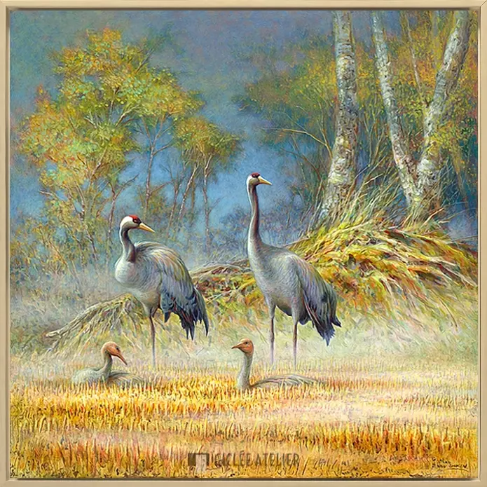 Kraanvogels in landschap - Afbeelding 2