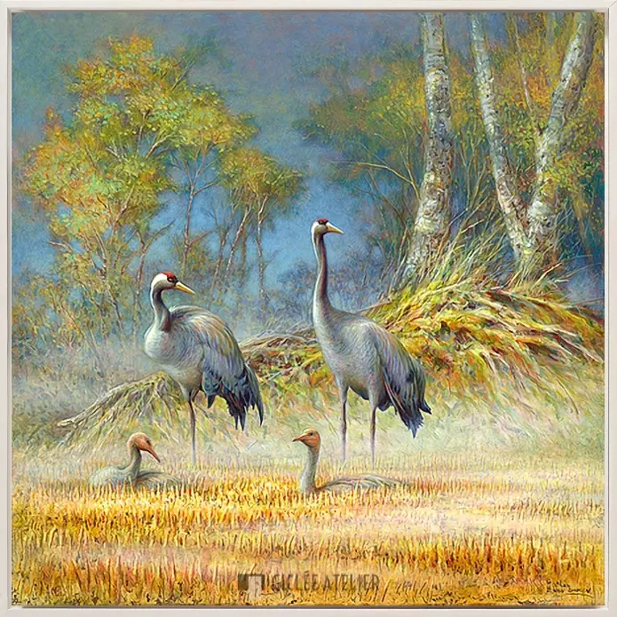 Kraanvogels in landschap - Afbeelding 3