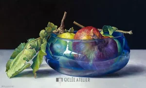 Wilde appels in blauwe kom - Adriana van Zoest - gicleekunst