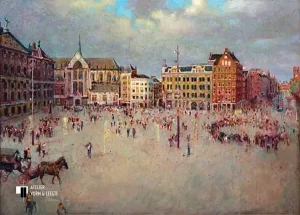 De Dam in Amsterdam - Christiaan Afman - giclee op canvas