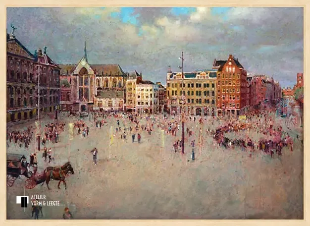 De Dam in Amsterdam - Christiaan Afman - in baklijst Atelier naturel 10mm